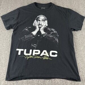 2Pac Tupac Shakur Graphic T Shirt Black Men's Large Rap Hip Hop Band Tee